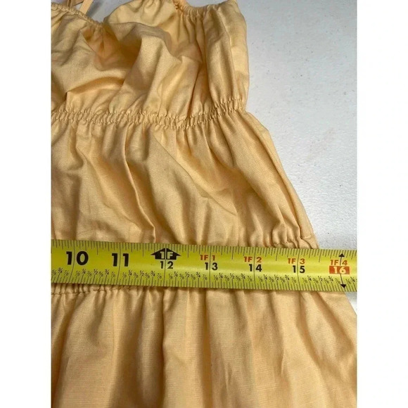 Vince Ruched Tie Back Cami Dress size M NWT Peach Cotton/Hemp blend - Picture 9 of 12